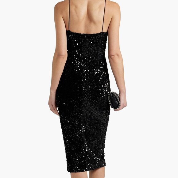 Ronny Kobo Bobby sequined ruched velvet‎ dress	 – Black – Size S - Picture 4 of 5